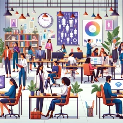 Imagen de una oficina moderna y diversa con personal trabajando en los registros REGCON. Juntos en un ambiente colaborativo y equitativo, simbolizan la igualdad de género y la prevención del acoso laboral.