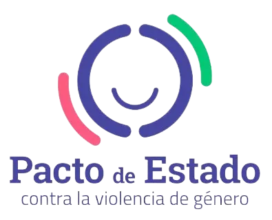 Logo del Pacto de Estado contra la violencia de género, representando compromiso con la erradicación de la violencia hacia las mujeres en Cursiva.